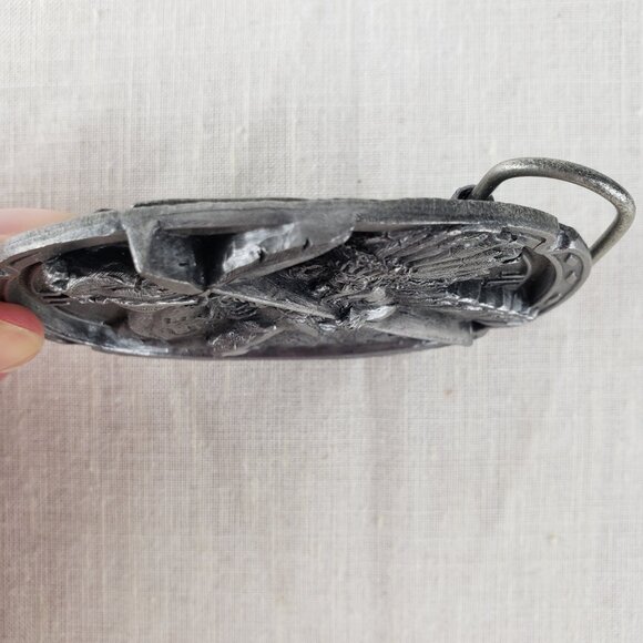 Native American Spotted War Horse Appaloosa 3D Arroyo Grande belt buckle silver - Picture 2 of 5